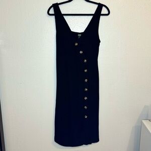 Wild Fable Black Button-Up Midi Dress – Size M